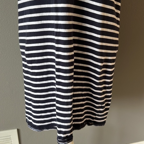 J. Crew Factory Navy White Striped Short Sleeve Tee Shirt Dress - Picture 6 of 11